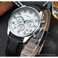 high quality original japan movement stainless steel case and genuine leather strap watches for man